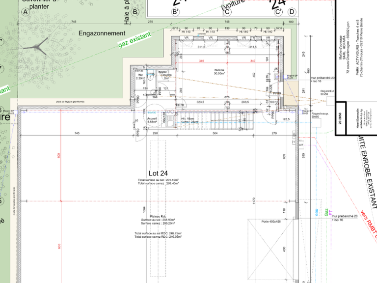 Plan lot 24 - 291 m² Plan du lot 24 - 291 m² - Parc d'activités Actyvours Oullins Pierre-Bénite